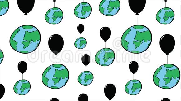 地球在黑气球上飞行视频的预览图