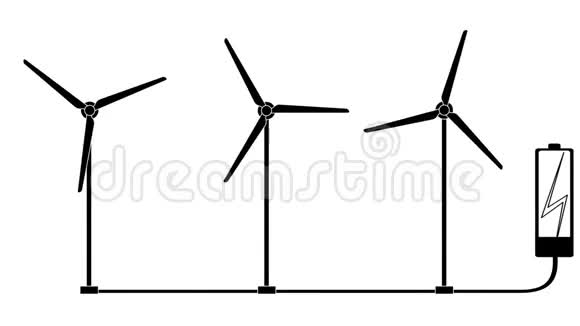 风力发电机的动画带有阿尔法频道的视频视频的预览图