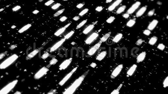 在黑色背景上移动白色霓虹灯点和粒子的单色抽象动画动画动画视频的预览图
