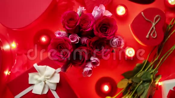 情人节浪漫装饰用玫瑰盒装礼物蜡烛视频的预览图