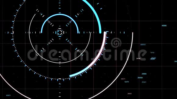 技术圆全息抽象动画动画带有笔画和数字的未来派圆圈用于高科技视频的预览图