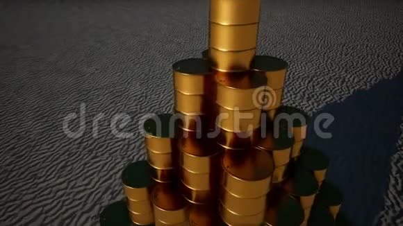 沙子上的黄金油桶视频的预览图