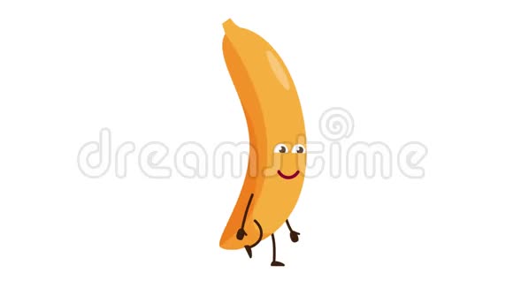 香蕉卡通人物走路微笑视频的预览图