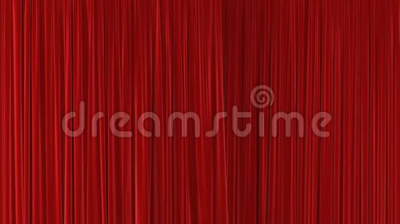 红色戏剧挥动着绿色屏幕上的窗帘打开和关闭绸布三维动画显示视频的预览图