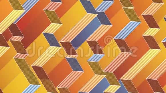 带有彩色运动立方体的几何抽象图案三维渲染循环动画高清视频的预览图