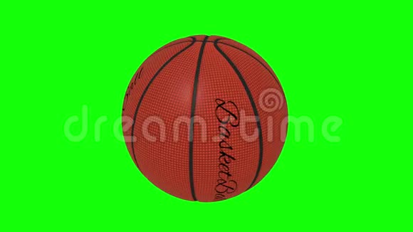篮球球与文字篮球旋转循环在绿色屏幕彩色背景视频的预览图