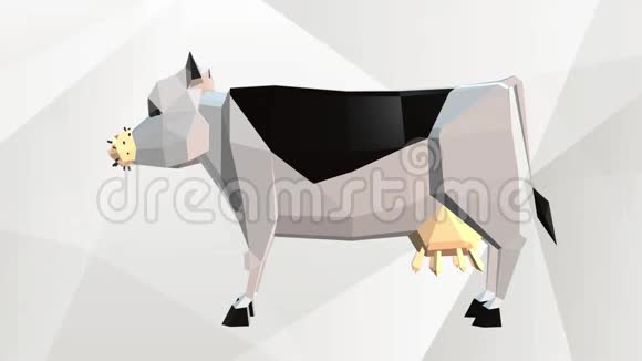 白色背景下的低聚牛肉切割方案视频的预览图