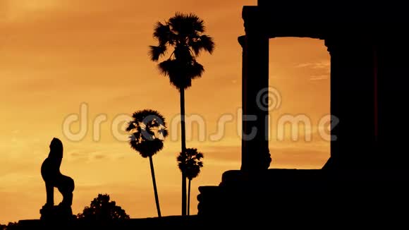 日出主寺入口剪影柬埔寨吴哥窟视频的预览图