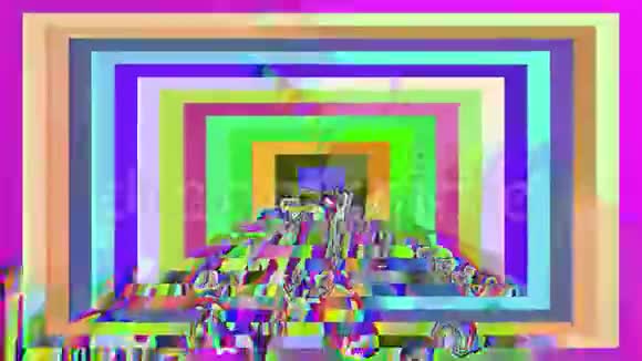 随机几何背景计算机错误损坏数据迷幻隧道视频的预览图