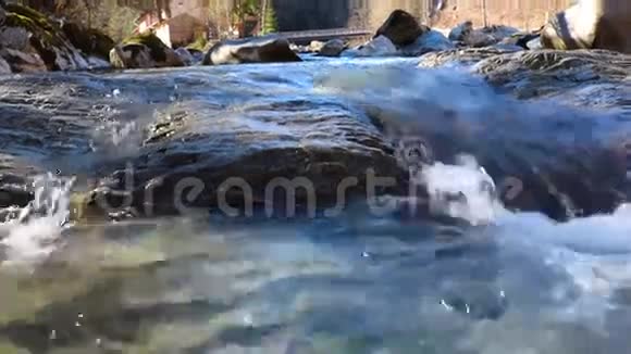 森林河流中纯净的淡水瀑布带着音频视频的预览图