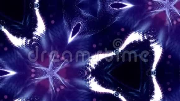 发光粒子形成科幻宇宙背景循环三维动画蓝色对称结构15岁视频的预览图