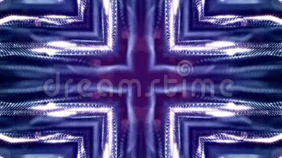 发光粒子形成科幻宇宙背景循环三维动画蓝色对称结构14岁视频的预览图