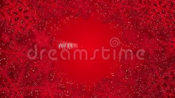 带有红色背景上闪闪发光雪花的动画圣诞卡带有免费复制空间和文本视频的预览图