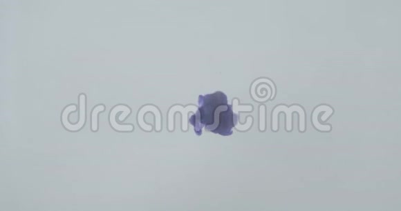 紫色水彩墨的特写镜头溅落在液体中视频的预览图