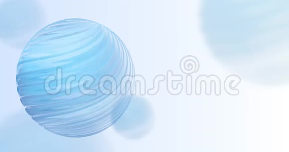 4K抽象技术和科学动画背景三维蓝色球体白色上有线条演示文稿模板视频的预览图