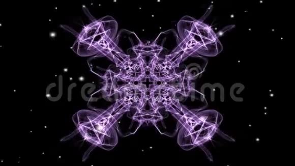 紫色对称分形图案白色飞灯曼陀罗的冥想和精神释放视频的预览图
