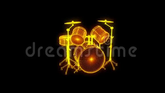 3D音乐鼓的线框全息风格不错的三维渲染视频的预览图