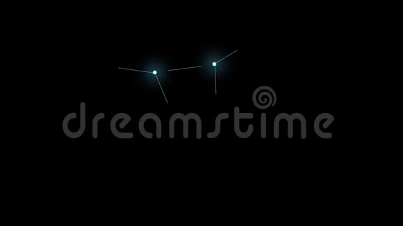 黑色背景上的星座大力士发光的蓝色星星是由线连接的运动图形视频的预览图