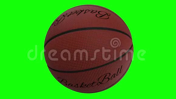 篮球与文字篮球旋转循环在一个绿色屏幕彩色背景视频的预览图