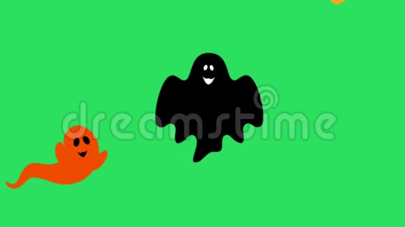 绿色背景上的动画黑色恐怖鬼视频的预览图