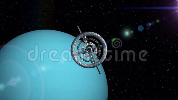 天王星背景上的空间站视频的预览图