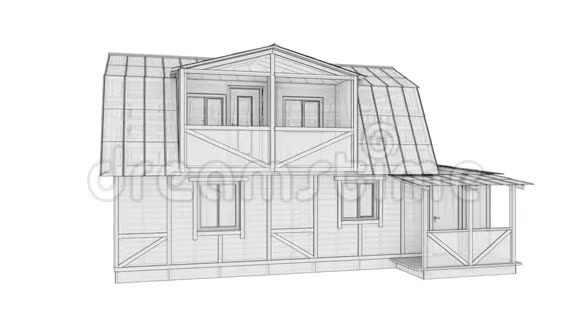 3D旋转小框架房屋的插图视频视频的预览图