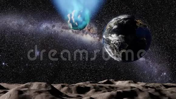 彗星飞过月球飞向地球视频的预览图