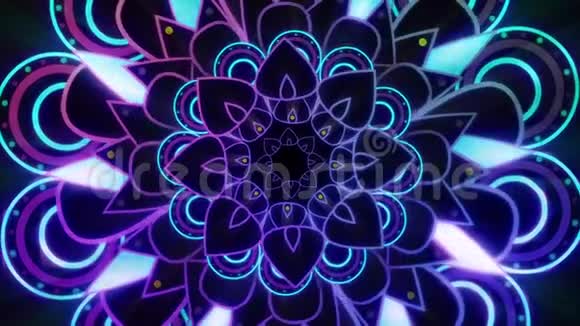 发光的紫色曼陀罗无尽的VJ循环视频的预览图