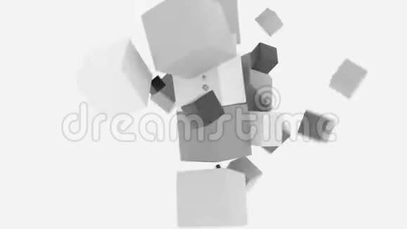 抽象浮立方体相互碰撞视频的预览图