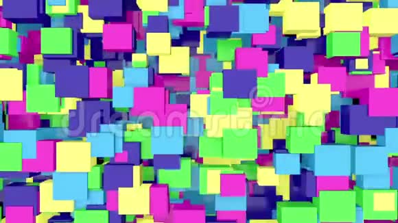 3D动画抽象背景的彩色立方体上升和下降视频的预览图