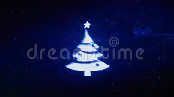 圣诞树星符号数字像素噪音错误动画视频的预览图