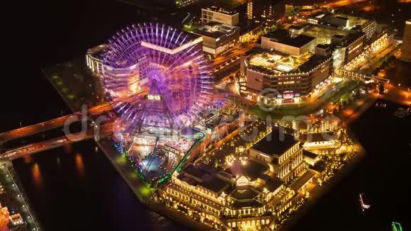 日本米莱区横滨港延时夜景视频的预览图