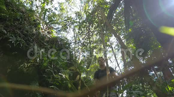 在热带雨林中独自徒步户外探险视频的预览图