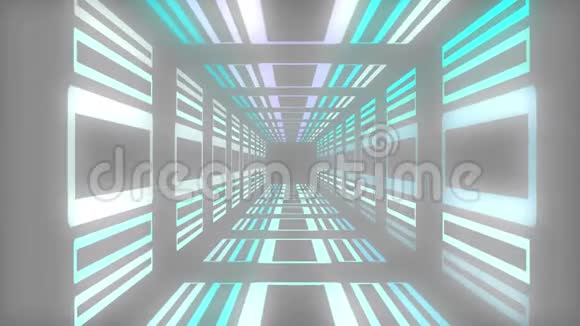 白色背景下的复古霓虹灯隧道视频的预览图