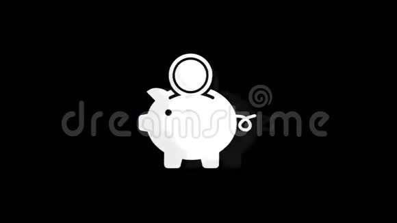 猪银行存钱图标老式扭曲坏信号动画视频的预览图