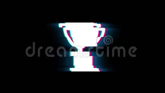 故障复古动画上的奖杯奖杯符号视频的预览图