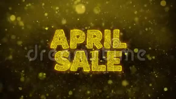 四月销售文字上的金色闪光粒子动画视频的预览图
