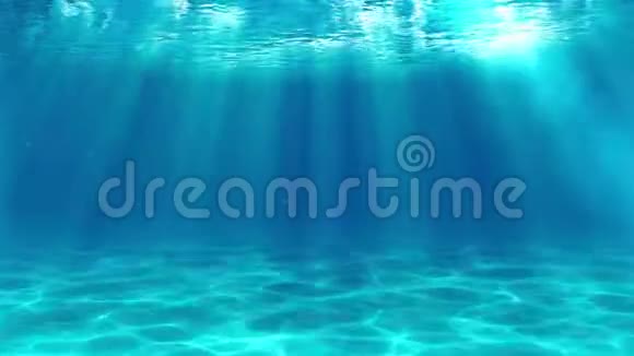 通过水下海洋涟漪和流动与太阳光束或射线和水泡从上面视频的预览图