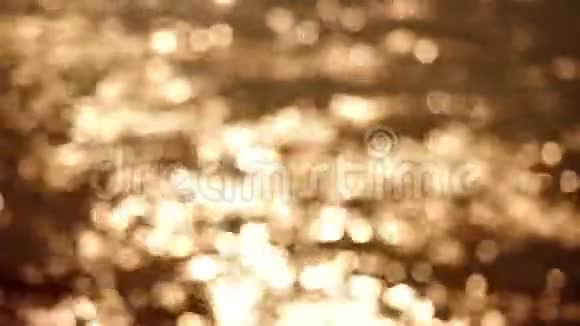 美丽的金色抽象闪闪发光的灯光背景日落时闪闪发光的海面3840x2160视频的预览图