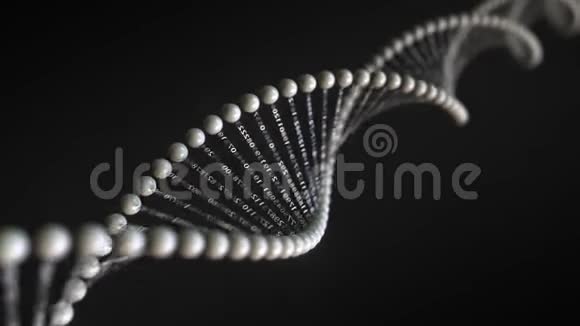 用数字序列旋转概念DNA分子模型可循环三维动画视频的预览图