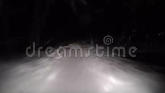 下雪了夜间在雪道上乘车快速行驶视频的预览图