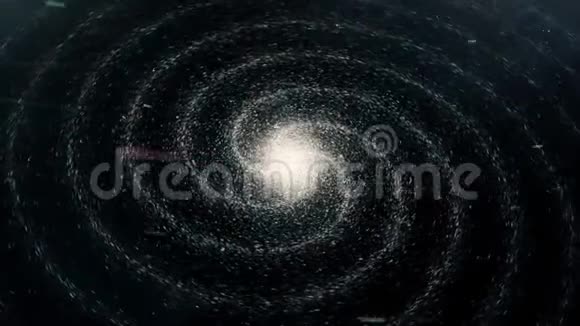黑色背景上有十亿颗恒星的螺旋星系旋转的抽象动画动画视频的预览图