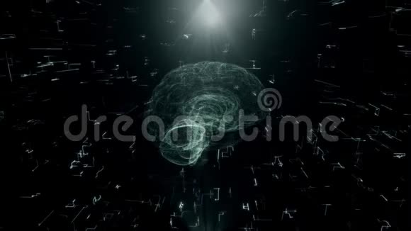 人工智能人体脑扫描全息图像人工智能概念光粒子排列形成视频的预览图