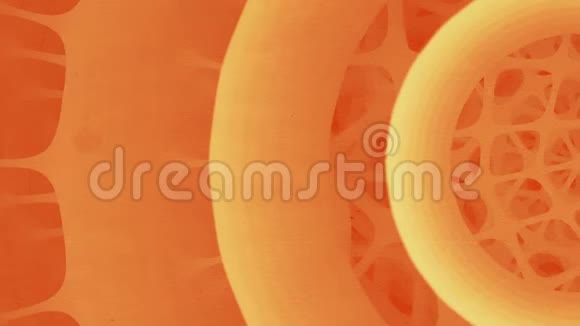 旋转橙色圆形的未来派组成抽象动画3D绘制高清分辨率视频的预览图