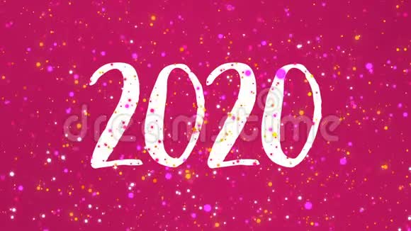 粉色新年快乐2020贺卡视频视频的预览图