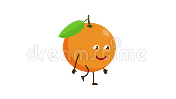 橙色卡通人物走路微笑视频的预览图