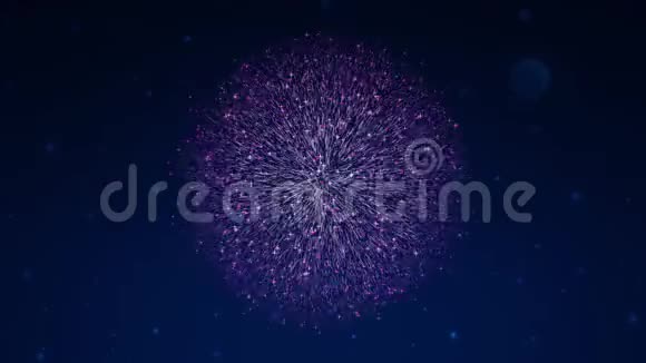 彩色CG数字烟花在梦幻夜空和月亮圣诞节和新年快乐背景下的运动视频的预览图
