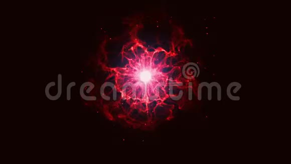 红色发光抽象能量球黑色背景上有火视频的预览图