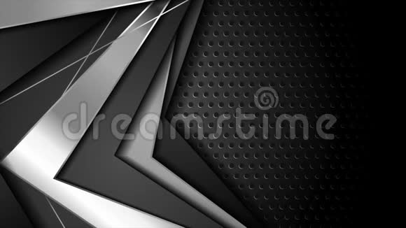 黑色银色金属条纹暗穿孔背景视频动画视频的预览图
