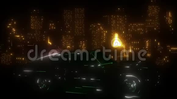 城市交通街道交通城市景观建筑和汽车激光动画视频的预览图